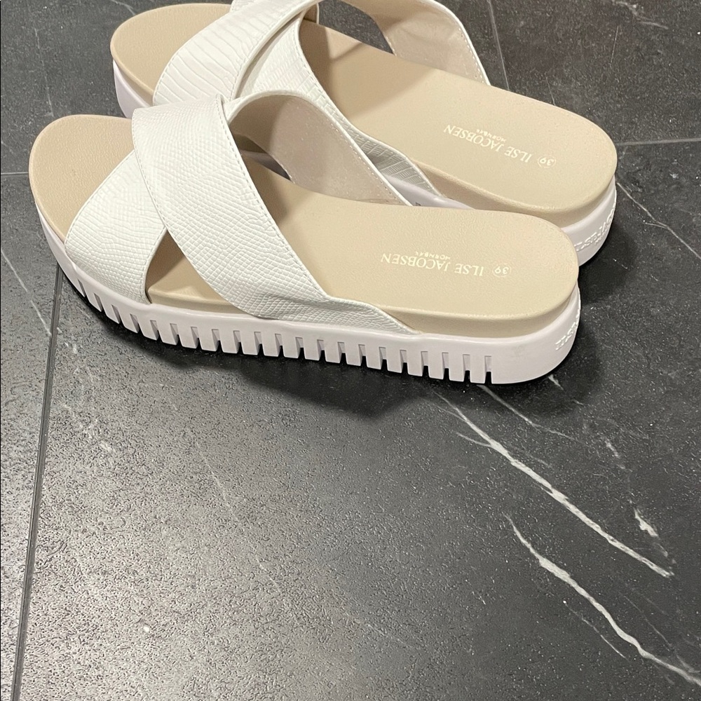 Ilse Jacobsen White Cross-Strap Sandals